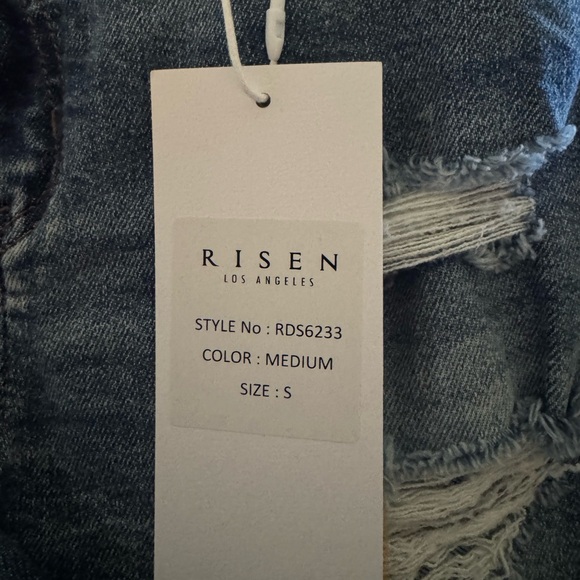 Risen Women's Dark Blue Distressed Jean Shorts - Picture 5 of 5